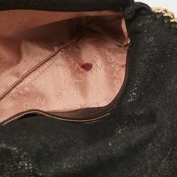 Pre Owned Stella McCartney Black Faux Suede Falabella Flap Crossbody Bag