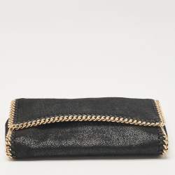 Pre Owned Stella McCartney Black Faux Suede Falabella Flap Crossbody Bag