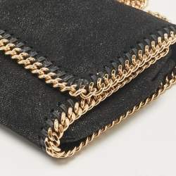 Pre Owned Stella McCartney Black Faux Suede Falabella Flap Crossbody Bag