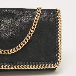 Pre Owned Stella McCartney Black Faux Suede Falabella Flap Crossbody Bag