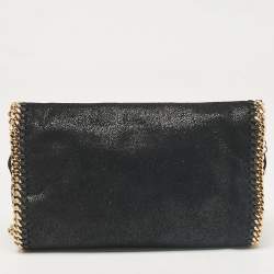 Pre Owned Stella McCartney Black Faux Suede Falabella Flap Crossbody Bag