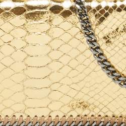 Pre Owned Stella McCartney Gold Faux Snakeskin Leather Falabella Flap Crossbody Bag