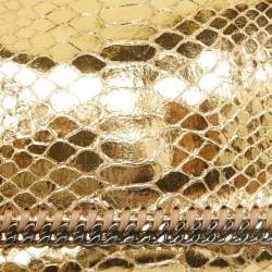 Pre Owned Stella McCartney Gold Faux Snakeskin Leather Falabella Flap Crossbody Bag