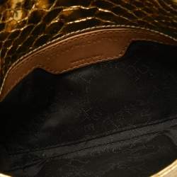 Pre Owned Stella McCartney Gold Faux Snakeskin Leather Falabella Flap Crossbody Bag