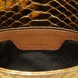 Pre Owned Stella McCartney Gold Faux Snakeskin Leather Falabella Flap Crossbody Bag