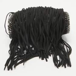 Stella McCartney Black Faux Suede Falabella Fringe Shoulder Bag