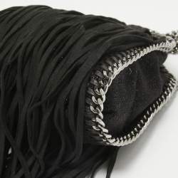 Stella McCartney Black Faux Suede Falabella Fringe Shoulder Bag