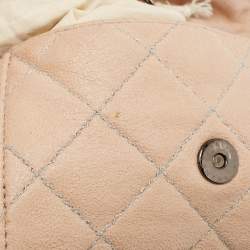 Pre Owned Stella McCartney Peach Quilted Faux Suede Falabella Flap Crossbody Bag