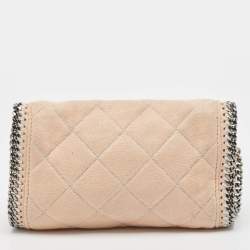 Pre Owned Stella McCartney Peach Quilted Faux Suede Falabella Flap Crossbody Bag