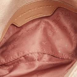 Pre Owned Stella McCartney Peach Quilted Faux Suede Falabella Flap Crossbody Bag