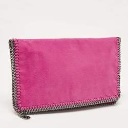 Stella McCartney Fuchsia Faux Suede Fallabella Foldover Clutch