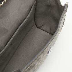 Pre Owned Stella McCartney Grey Faux Suede Micro Falabella Crystals Flap Crossbody Bag