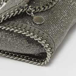Pre Owned Stella McCartney Grey Faux Suede Micro Falabella Crystals Flap Crossbody Bag