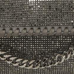 Pre Owned Stella McCartney Grey Faux Suede Micro Falabella Crystals Flap Crossbody Bag