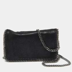 Stella McCartney Black Faux Suede Falabella Flap Crossbody Bag