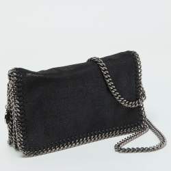 Stella McCartney Black Faux Suede Falabella Flap Crossbody Bag