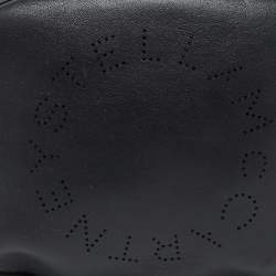 Stella McCartney Black Faux Leather Perforated Logo Belt Bag