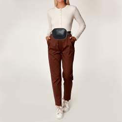 Stella McCartney Black Faux Leather Perforated Logo Belt Bag