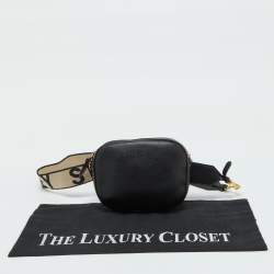 Stella McCartney Black Faux Leather Perforated Logo Belt Bag
