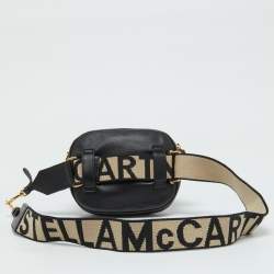 Stella McCartney Black Faux Leather Perforated Logo Belt Bag
