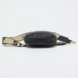 Stella McCartney Black Faux Leather Perforated Logo Belt Bag