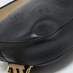 Stella McCartney Black Faux Leather Perforated Logo Belt Bag
