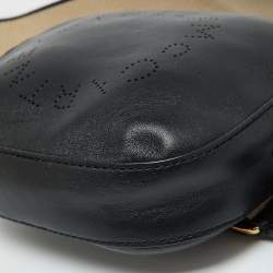 Stella McCartney Black Faux Leather Perforated Logo Belt Bag