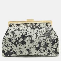 Stella McCartney Grey Canvas Floral Printed Oversized Daisy Clutch