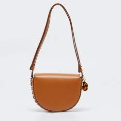 Pre Owned Stella McCartney Tan Faux Leather Small Frayme Shoulder Bag