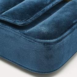 Stella McCartney Teal Green Faux Velvet S-Wave Shoulder Bag