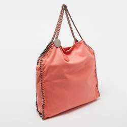 Pre Owned Stella McCartney Coral Orange Faux Suede Large Falabella Tote