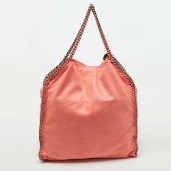 Pre Owned Stella McCartney Coral Orange Faux Suede Large Falabella Tote