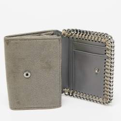 Pre Owned Stella McCartney Grey Faux Suede Falabella Trifold Wallet