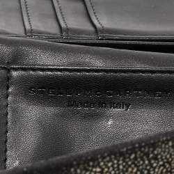 Stella McCartney Black Shimmer Faux Suede Falabella Continental Wallet