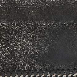 Stella McCartney Black Shimmer Faux Suede Falabella Continental Wallet