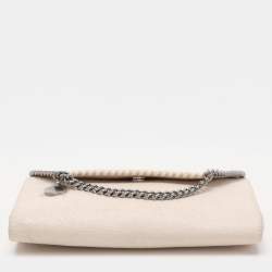 Stella McCartney Cream Faux Suede Falabella Chain Clutch