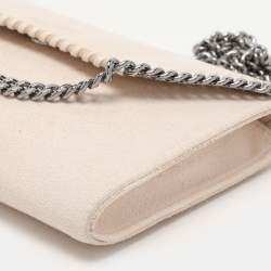 Stella McCartney Cream Faux Suede Falabella Chain Clutch