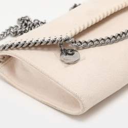 Stella McCartney Cream Faux Suede Falabella Chain Clutch