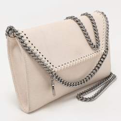 Stella McCartney Cream Faux Suede Falabella Chain Clutch