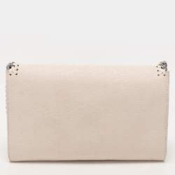Stella McCartney Cream Faux Suede Falabella Chain Clutch