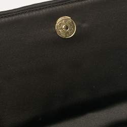 Pre Owned Stella McCartney Black/White Satin Embroidered Top Handle Bag