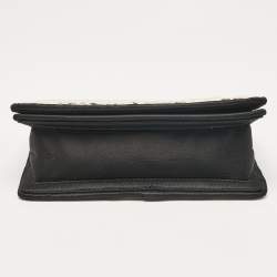 Pre Owned Stella McCartney Black/White Satin Embroidered Top Handle Bag