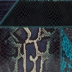 Stella McCartney Multicolor Faux Croc and Python Embossed Leather and Glitter Loretta Waverly Clutch
