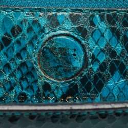Stella McCartney Multicolor Faux Croc and Python Embossed Leather and Glitter Loretta Waverly Clutch