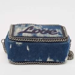 Pre Owned Stella McCartney Blue Denim Love Falabella Camera Crossbody Bag