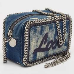 Pre Owned Stella McCartney Blue Denim Love Falabella Camera Crossbody Bag