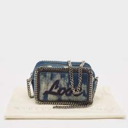 Pre Owned Stella McCartney Blue Denim Love Falabella Camera Crossbody Bag