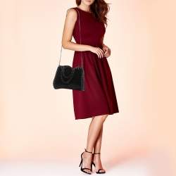 Pre Owned Stella McCartney Black Velvet Mini Falabella Tote