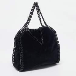 Pre Owned Stella McCartney Black Velvet Mini Falabella Tote