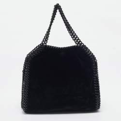 Pre Owned Stella McCartney Black Velvet Mini Falabella Tote